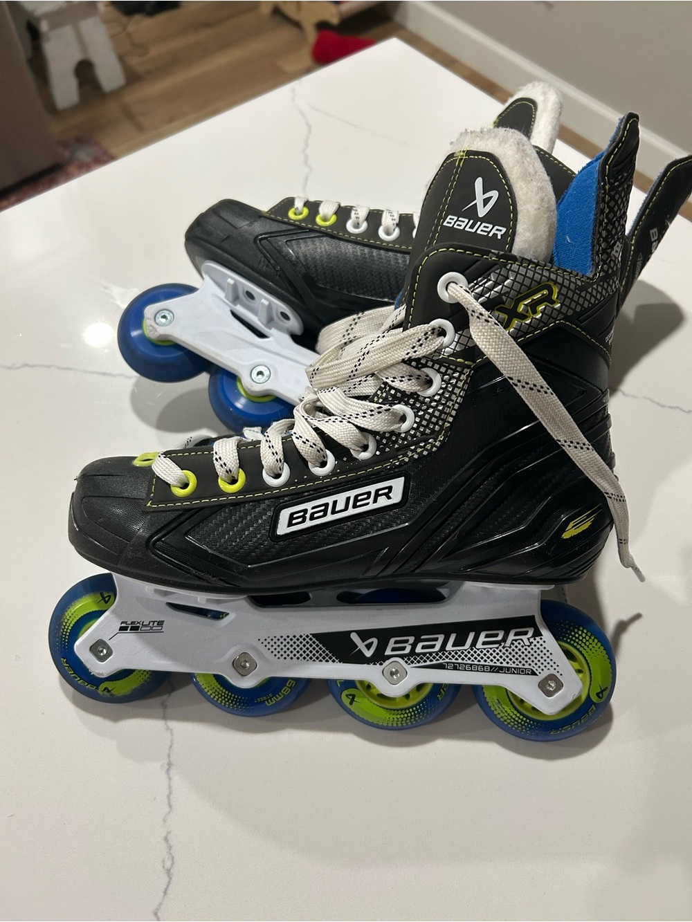 Bauer Black, Blue & Neon Yellow Youth Inline Hockey Skates